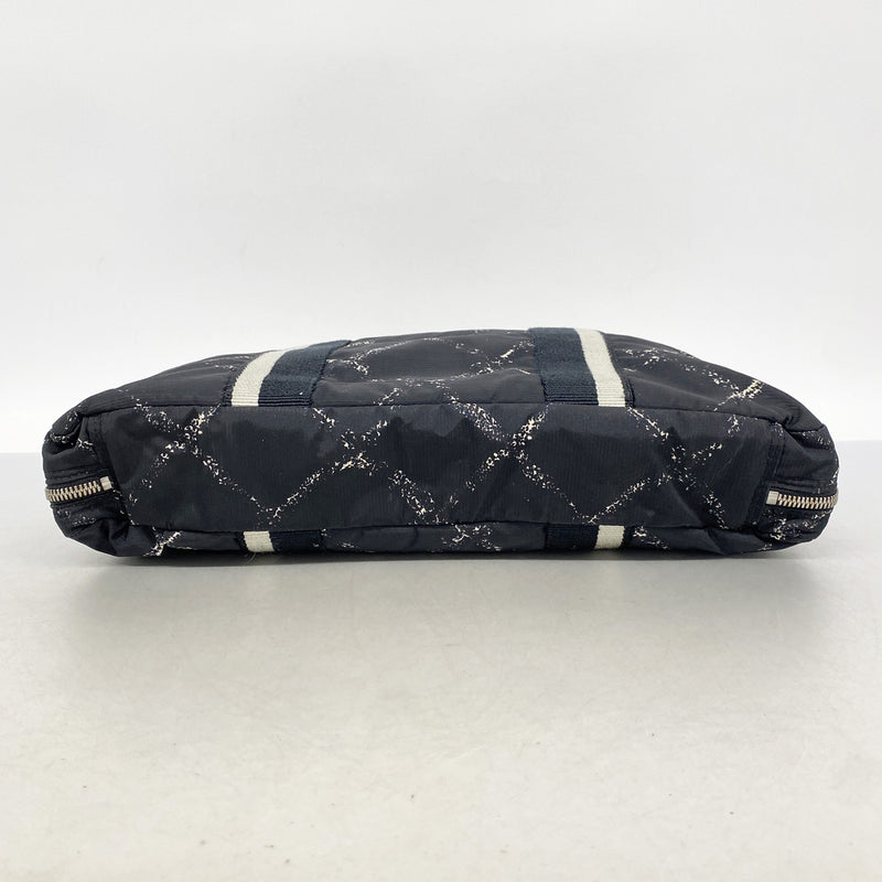【6he4874】シャネル ブリーフケース 旧トラベル ナイロン ブラック シルバー金具【中古】レディース