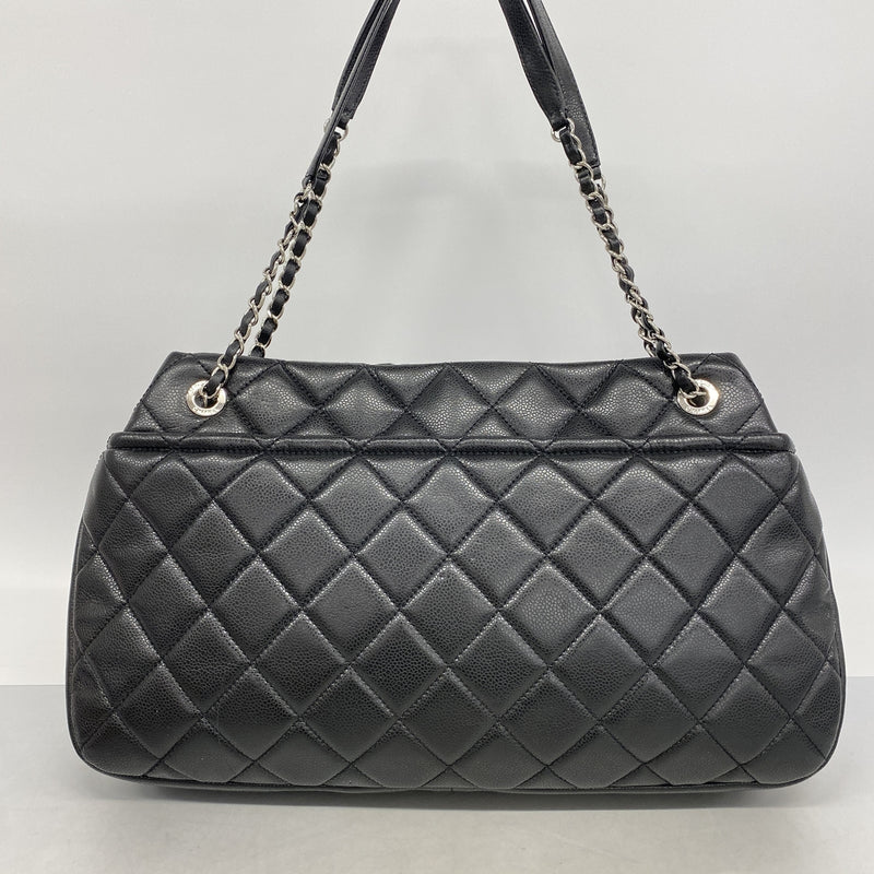 【6he4895】シャネル チェーントート マトラッセ キャビアスキン ブラック シルバー金具【中古】レディース