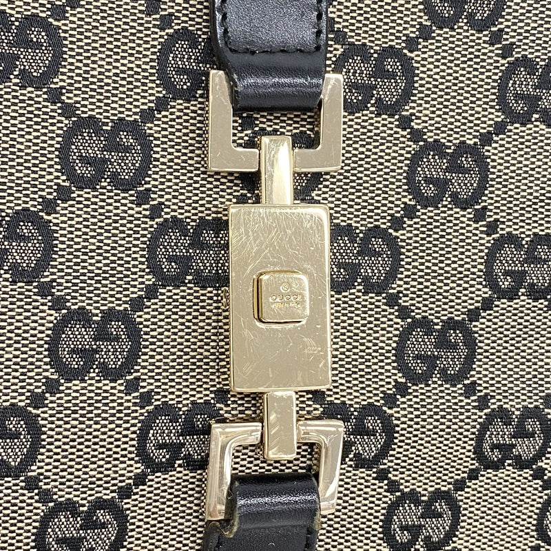 【6he4905】グッチ ハンドバッグ GGキャンバス/ジャッキー 002 1067 キャンバス ブラウン ブラック シャンパンゴールド金具【中古】レディース