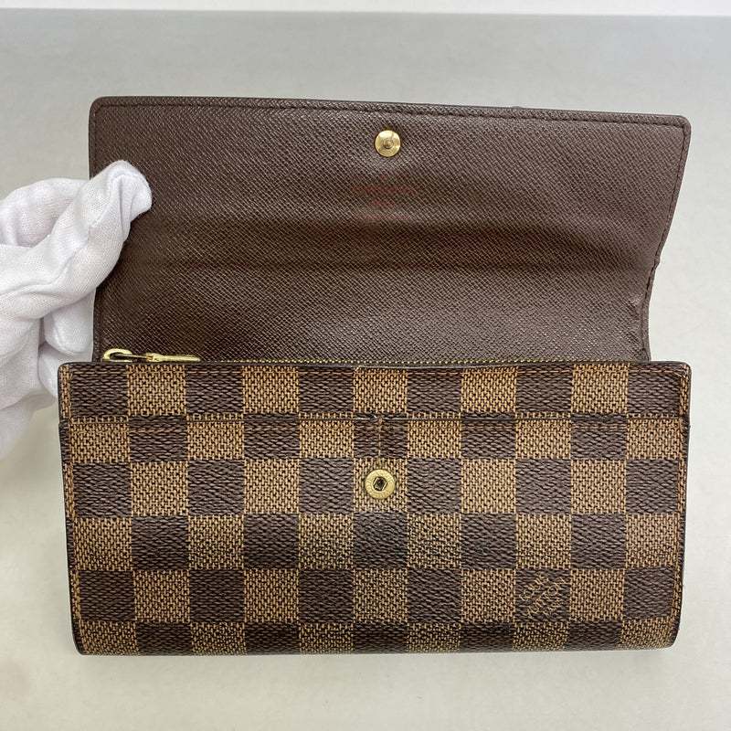 【6he4912】ルイヴィトン 長財布 ダミエ ポシェットポルトモネクレディ N61724 エベヌ【中古】レディース