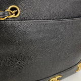 【6he4924】シャネル トートバッグ トリプルココ キャビアスキン ブラック ゴールド金具【中古】レディース