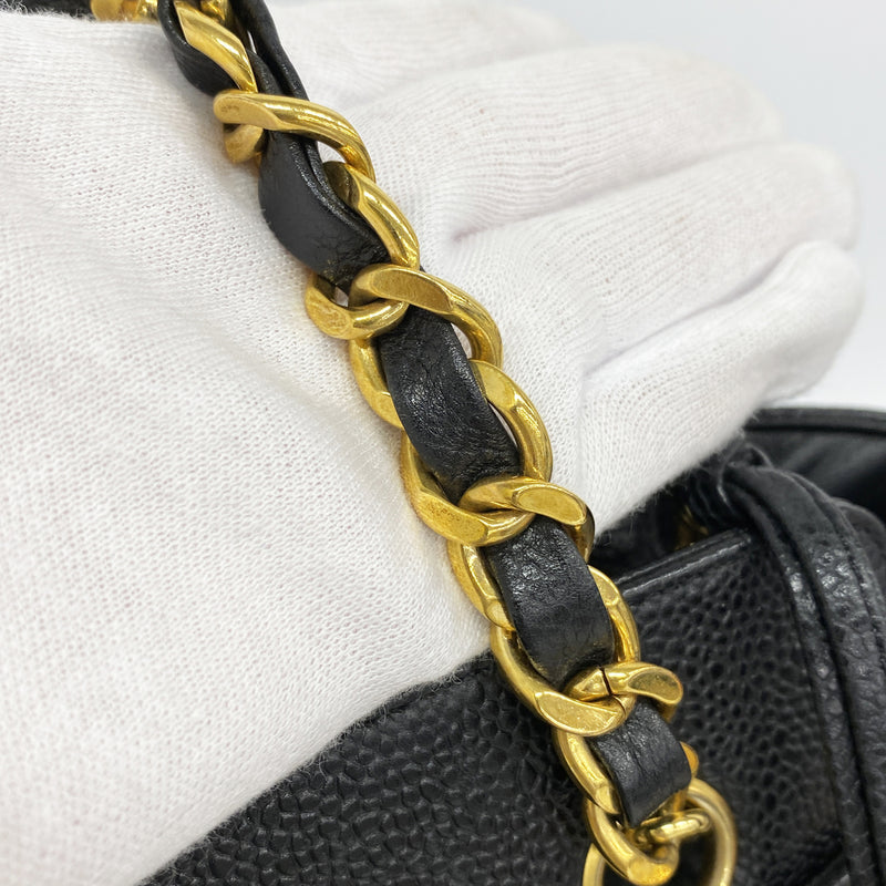 【6he4924】シャネル トートバッグ トリプルココ キャビアスキン ブラック ゴールド金具【中古】レディース