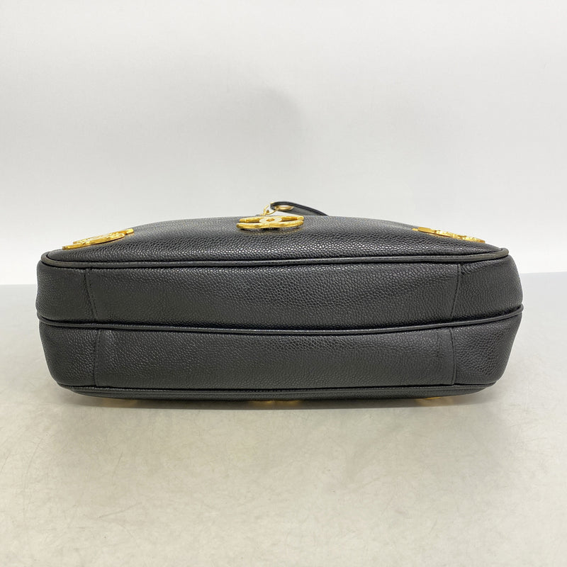 【6he4924】シャネル トートバッグ トリプルココ キャビアスキン ブラック ゴールド金具【中古】レディース