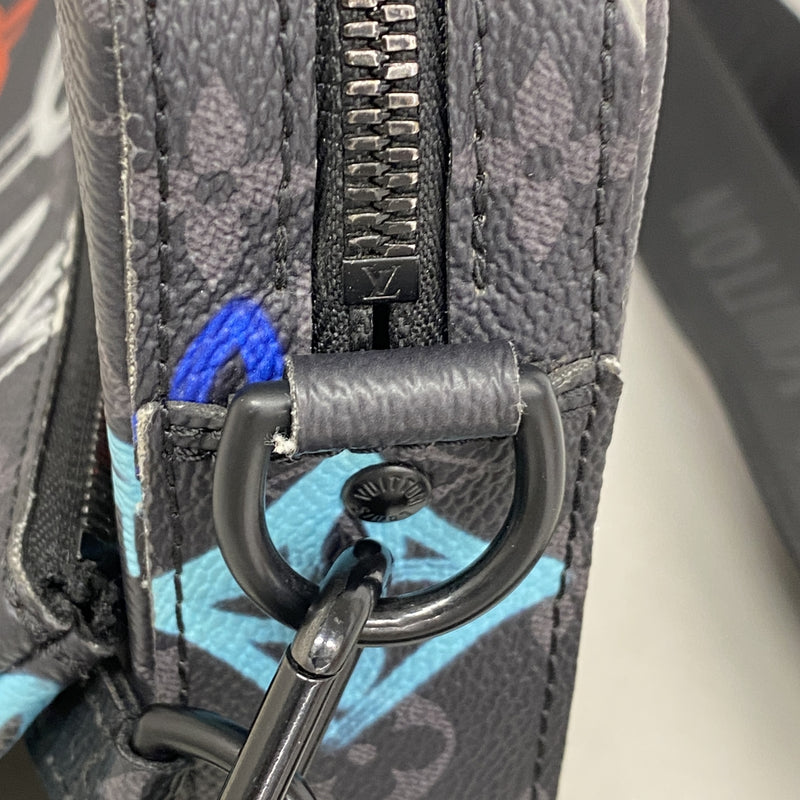 【6he4950】ルイヴィトン ショルダーバッグ モノグラム・エクリプス トリオメッセンジャー M21396 ブラック【中古】メンズ
