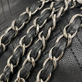 【6he4956】シャネル ショルダーバッグ マトラッセ Wチェーン レザー ブラック シルバー金具【中古】レディース
