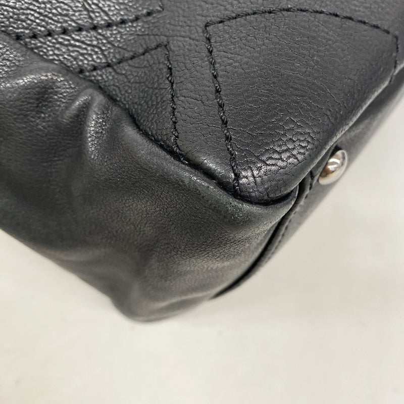 【6he4956】シャネル ショルダーバッグ マトラッセ Wチェーン レザー ブラック シルバー金具【中古】レディース