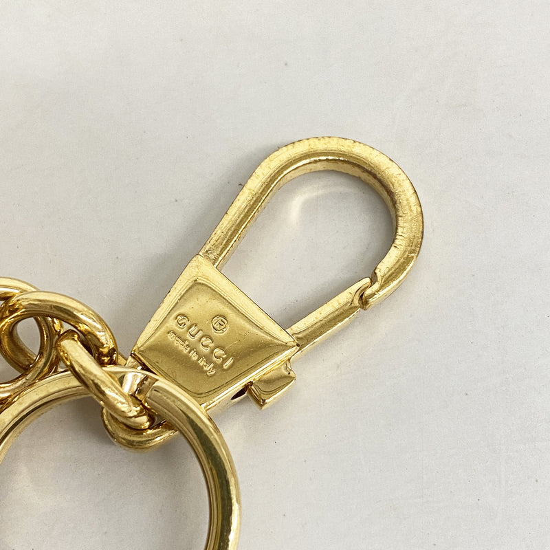 【6he4983-k】グッチ キーホルダー・チャーム GGスプリーム 751614 PVC ブラウン ゴールド金具【中古】メンズ レディース ユニセックス