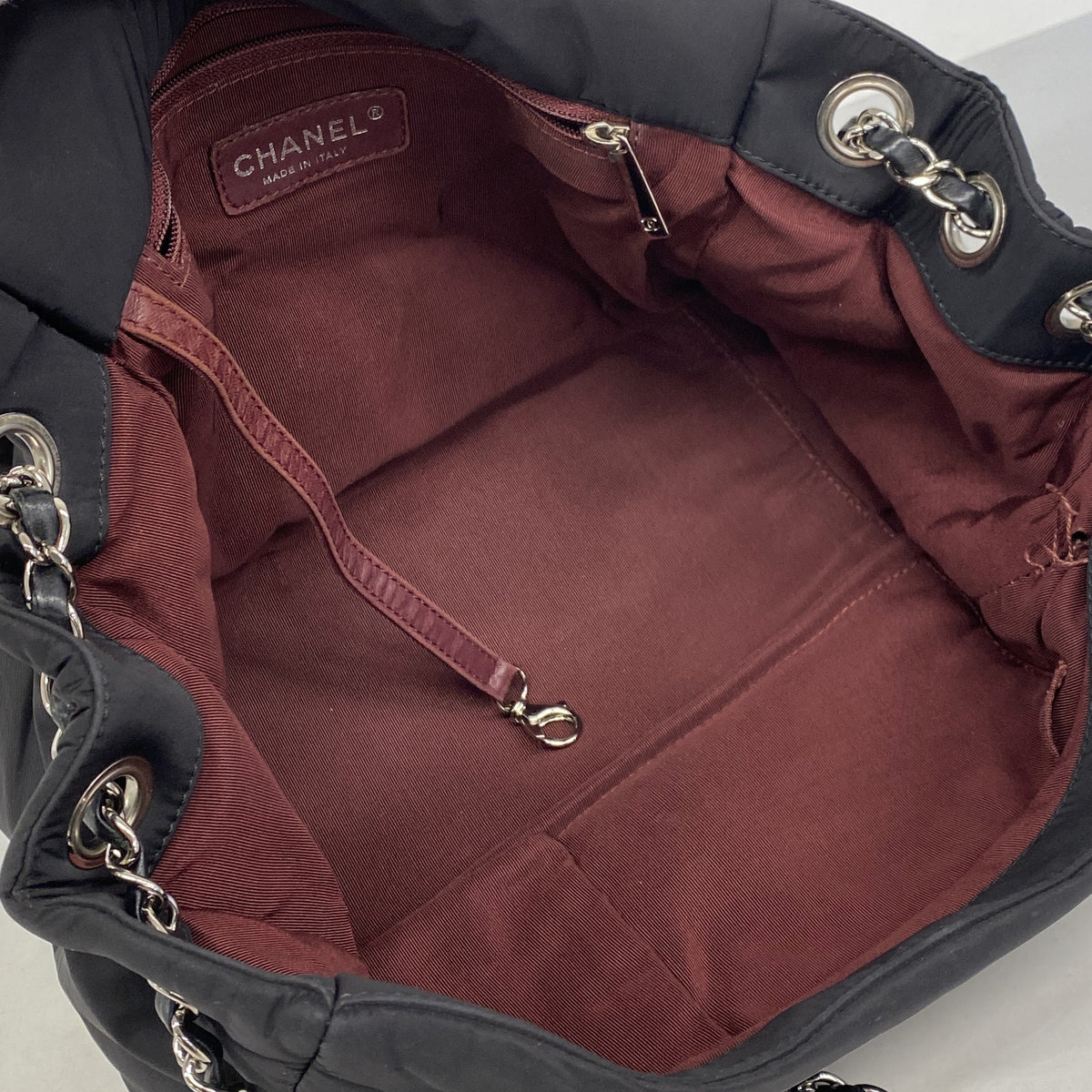 【6he4990】シャネル ショルダーバッグ Wチェーン パリビザンス ナイロン ブラック シルバー金具【中古】レディース