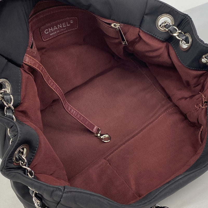 【6he4990】シャネル ショルダーバッグ Wチェーン パリビザンス ナイロン ブラック シルバー金具【中古】レディース