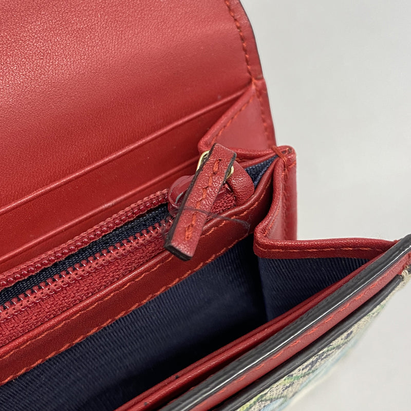 【6he4992】グッチ 長財布 GGブルームス 404070 PVC ネイビー ゴールド金具【中古】レディース