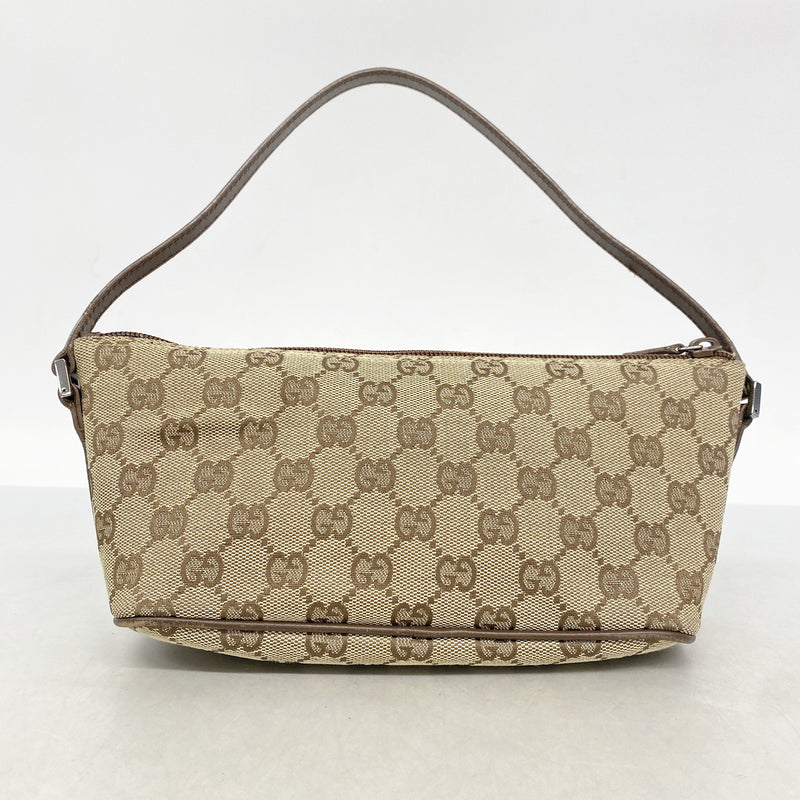 【6he5014-k】グッチ ハンドバッグ GGキャンバス 07198 キャンバス ブラウン シルバー金具【中古】レディース