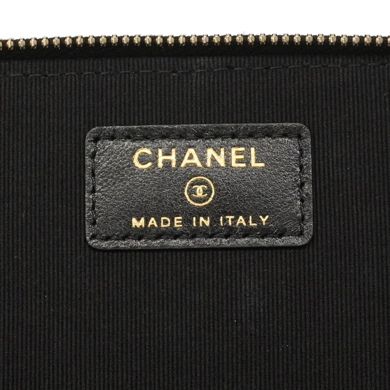 【6he5021】シャネル バニティバッグ マトラッセ チェーンショルダー ラムスキン ブラック シャンパンゴールド金具 2wayバック【中古】レディース