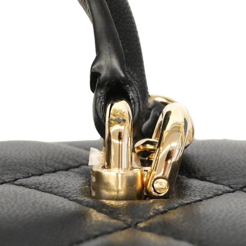 【6he5021】シャネル バニティバッグ マトラッセ チェーンショルダー ラムスキン ブラック シャンパンゴールド金具 2wayバック【中古】レディース