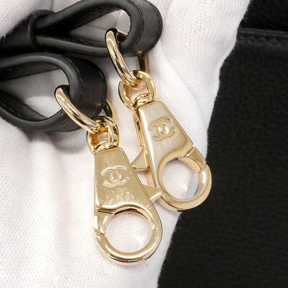 【6he5025】シャネル トートバッグ ネオエグゼクティブ レザー ブラック シャンパンゴールド金具 2wayバッグ【中古】レディース