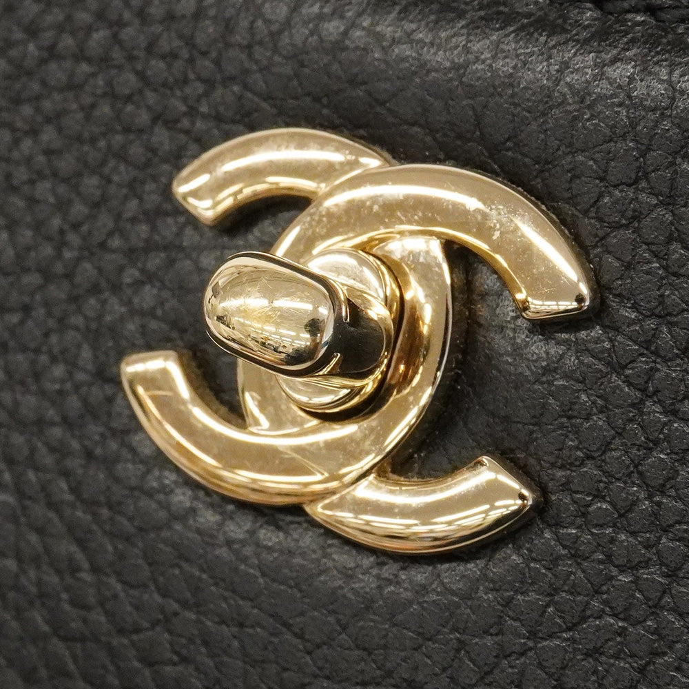 【6he5025】シャネル トートバッグ ネオエグゼクティブ レザー ブラック シャンパンゴールド金具 2wayバッグ【中古】レディース