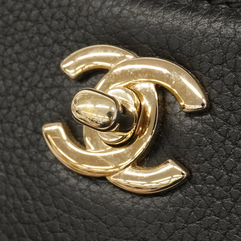 【6he5025】シャネル トートバッグ ネオエグゼクティブ レザー ブラック シャンパンゴールド金具 2wayバッグ【中古】レディース