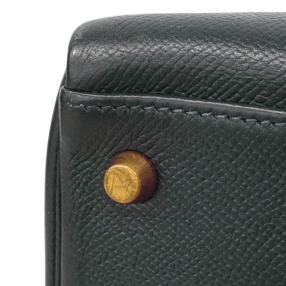 【6he5027】エルメス ハンドバッグ ケリー32 クシュベル ネイビー ゴールド金具 〇W刻印【中古】レディース