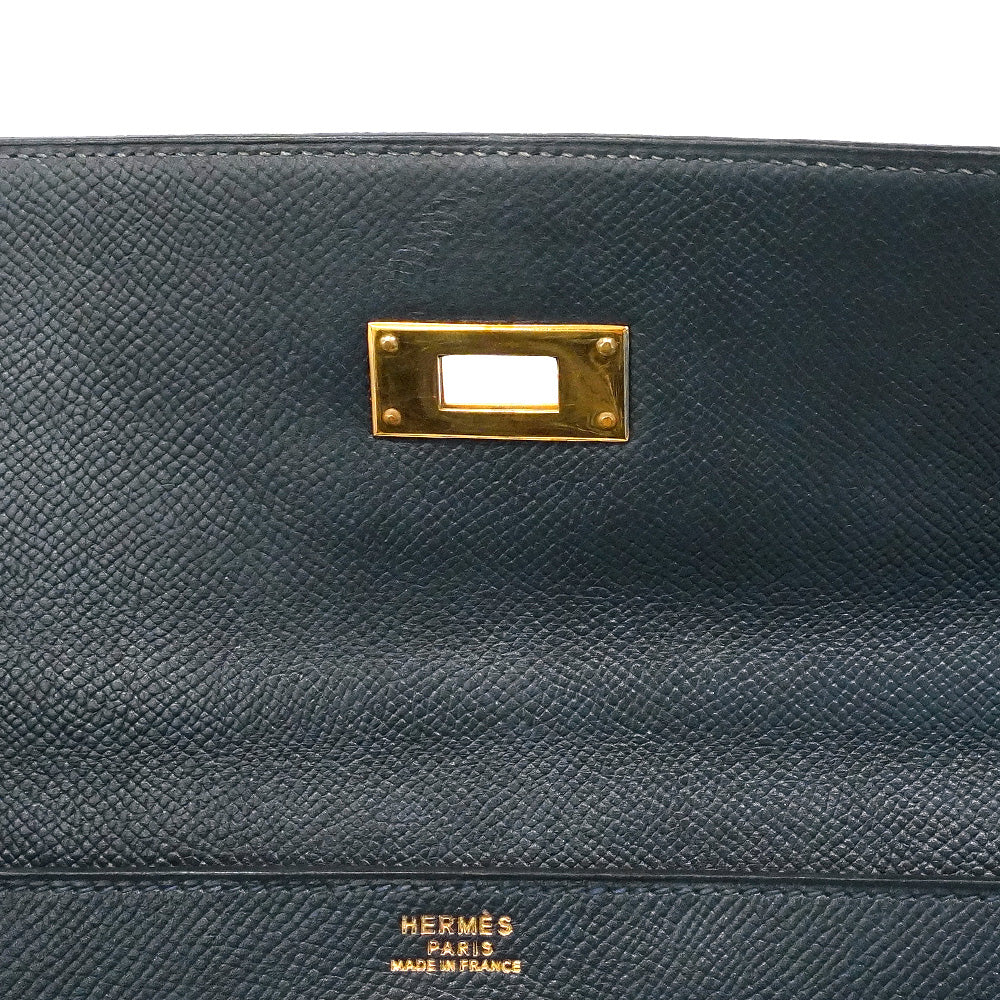 【6he5027】エルメス ハンドバッグ ケリー32 クシュベル ネイビー ゴールド金具 〇W刻印【中古】レディース