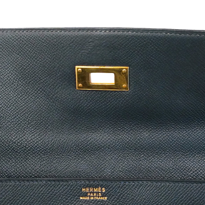 【6he5027】エルメス ハンドバッグ ケリー32 クシュベル ネイビー ゴールド金具 〇W刻印【中古】レディース