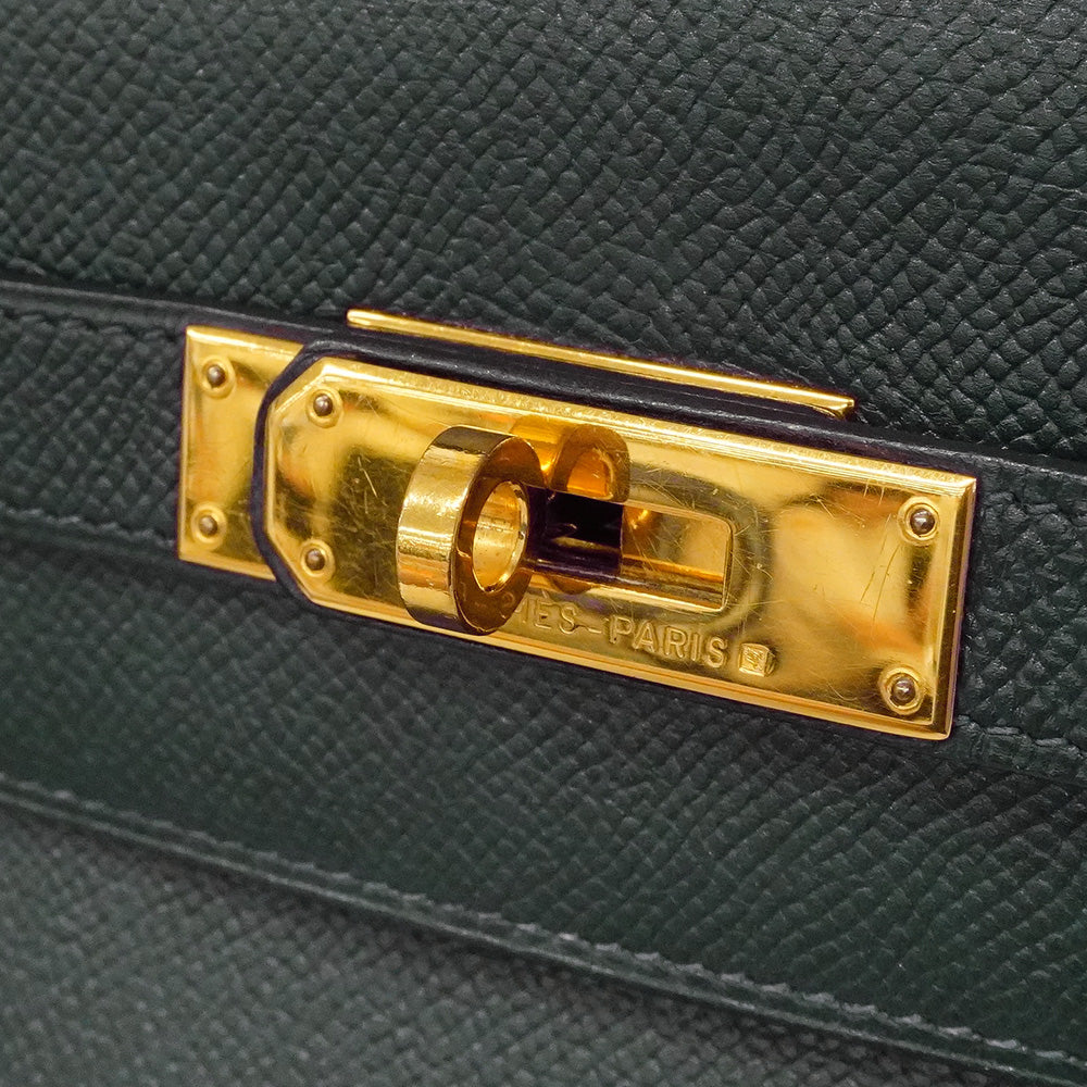 【6he5027】エルメス ハンドバッグ ケリー32 クシュベル ネイビー ゴールド金具 〇W刻印【中古】レディース