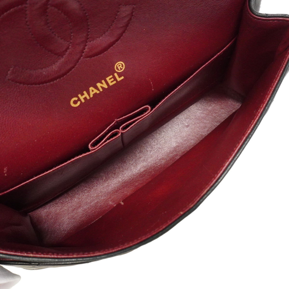 【6he5030-h】シャネル ショルダーバッグ マトラッセ Wフラップ Wチェーン ラムスキン ブラック ゴールド金具【中古】レディース