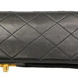 【6he5030-h】シャネル ショルダーバッグ マトラッセ Wフラップ Wチェーン ラムスキン ブラック ゴールド金具【中古】レディース