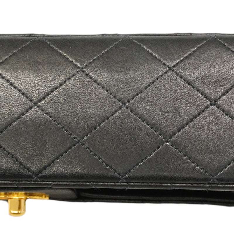【6he5030-h】シャネル ショルダーバッグ マトラッセ Wフラップ Wチェーン ラムスキン ブラック ゴールド金具【中古】レディース