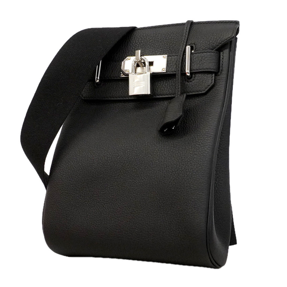 【6he5035】エルメス ショルダーバッグ アッカドPM トゴ ブラック シルバー金具 K刻印【中古】メンズ