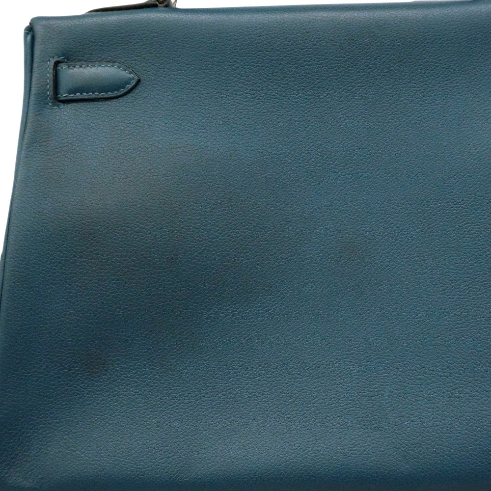 【6he5036】エルメス ハンドバッグ ケリー32ヴェルソ エバーカラー ディープブルー/ヴェールボスフォール シルバー金具 D刻印 2wayバッグ【中古】レディース