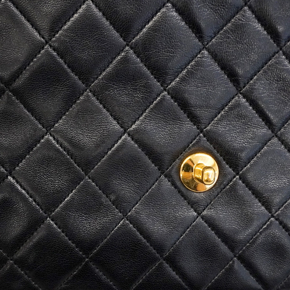 【6he5039】シャネル ショルダーバッグ ミニマトラッセ チェーンショルダー ラムスキン ブラック ゴールド金具【中古】レディース