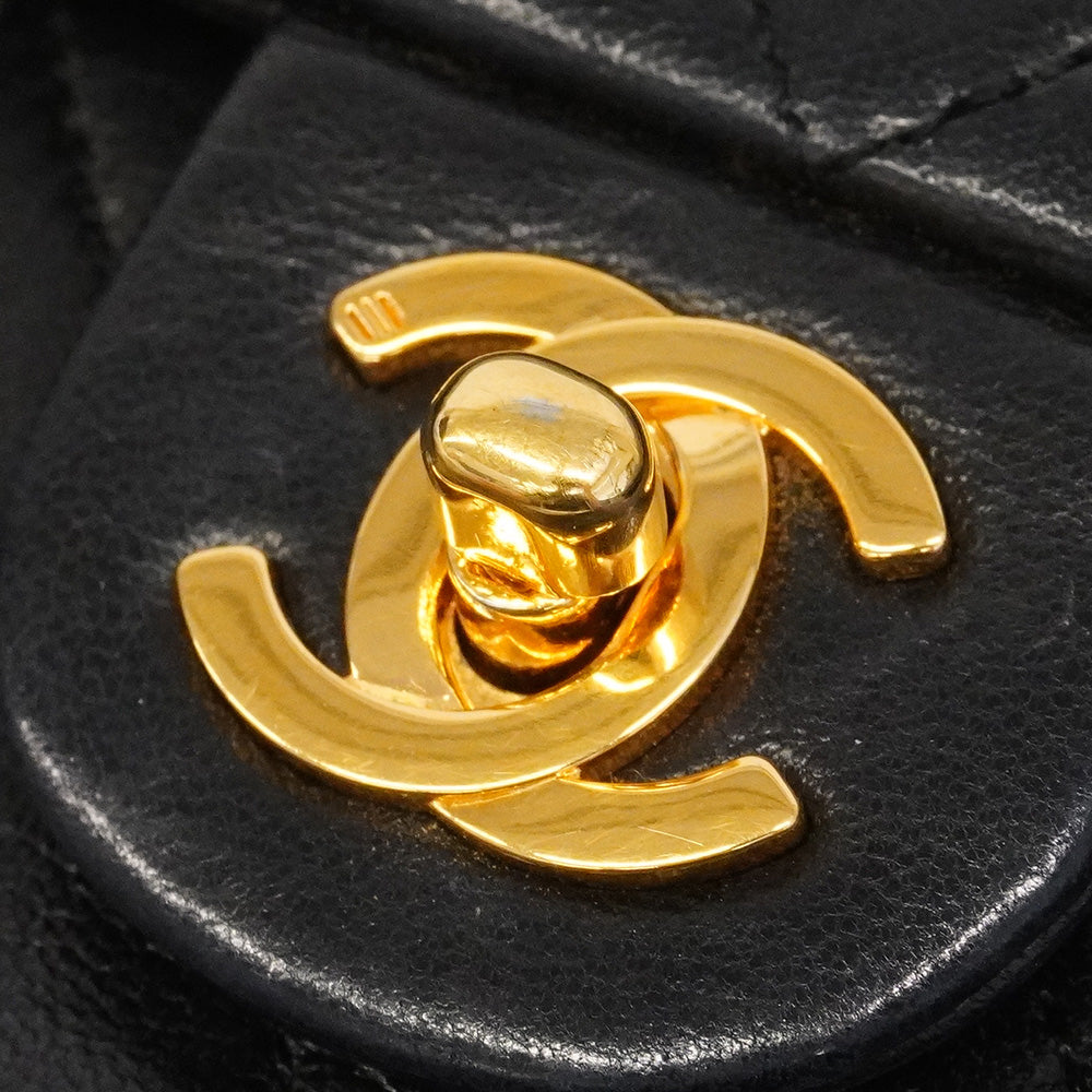 【6he5039】シャネル ショルダーバッグ ミニマトラッセ チェーンショルダー ラムスキン ブラック ゴールド金具【中古】レディース