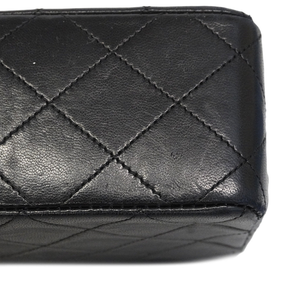 【6he5039】シャネル ショルダーバッグ ミニマトラッセ チェーンショルダー ラムスキン ブラック ゴールド金具【中古】レディース