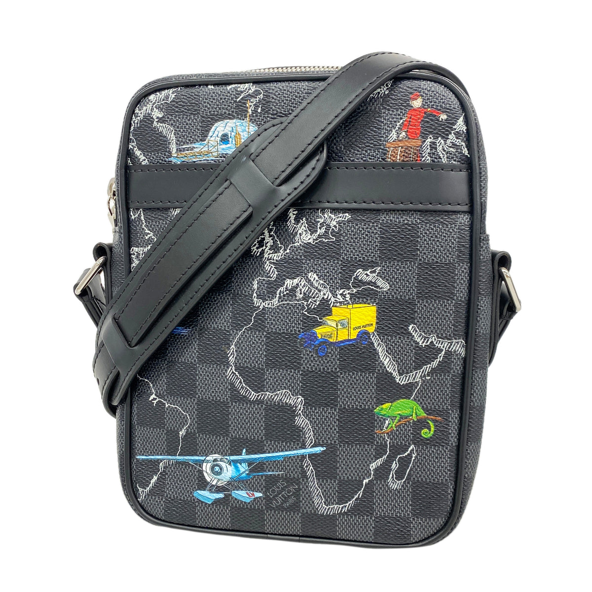 【6he5041-k】ルイヴィトン ショルダーバッグ ダミエ・グラフィット ダヌーブPM NM N40239 ブラック【中古】メンズ