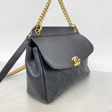 【6he5044-k】シャネル ハンドバッグ マトラッセ チェーンショルダー レザー ブラック ゴールド金具 2wayバッグ【中古】レディース