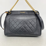 【6he5044-k】シャネル ハンドバッグ マトラッセ チェーンショルダー レザー ブラック ゴールド金具 2wayバッグ【中古】レディース