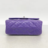 【6he5045-k】シャネル ショルダーバッグ 2.55/マトラッセ Wフラップ Wチェーン ラムスキン パープル シルバー金具【中古】レディース