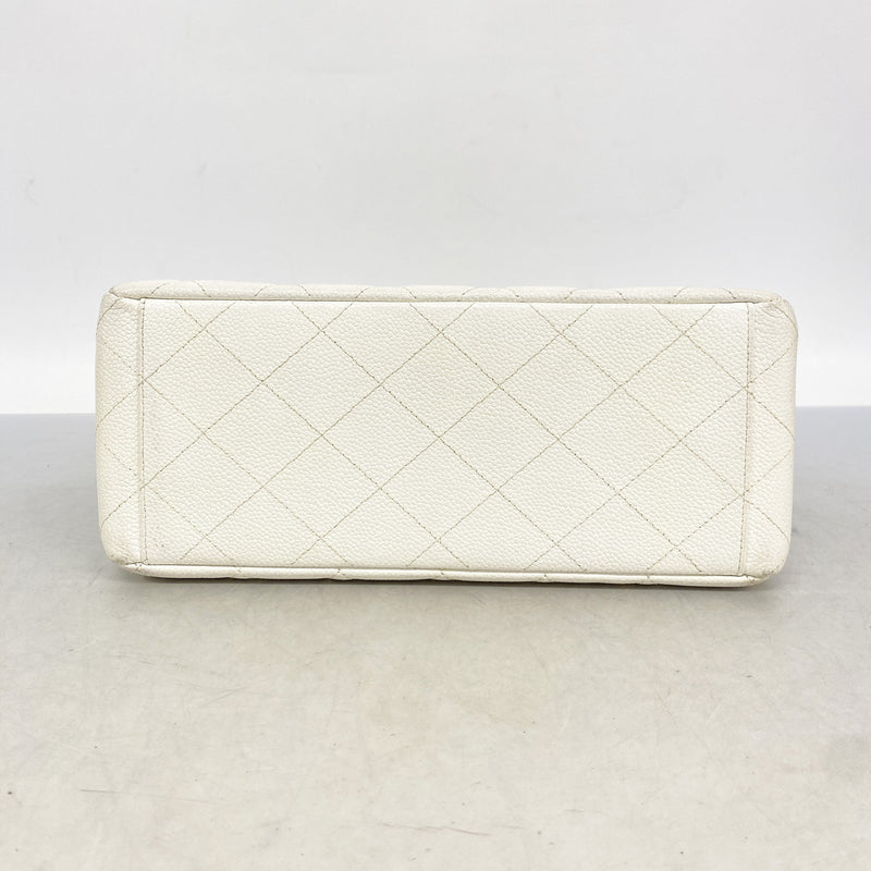 【6he5048-k】シャネル ショルダーバッグ マトラッセ キャビアスキン ホワイト ゴールド金具【中古】レディース