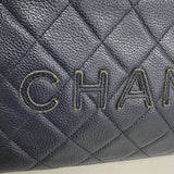 【6he5060】シャネル ハンドバッグ マトラッセ パテントレザー カーフ ネイビー シルバー金具【中古】レディース