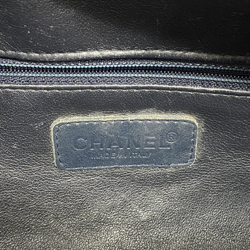 【6he5060】シャネル ハンドバッグ マトラッセ パテントレザー カーフ ネイビー シルバー金具【中古】レディース