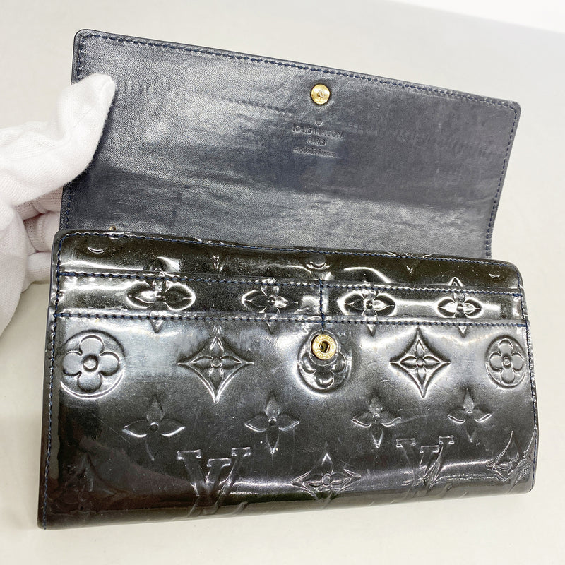 【6he5067】ルイヴィトン 長財布 ヴェルニ ポルト フォイユサラ M91464 ブルーアンフィニ【中古】メンズ レディース ユニセックス