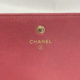 【6he5069】シャネル 長財布 マドモアゼル ラムスキン ピンク ゴールド金具【中古】レディース