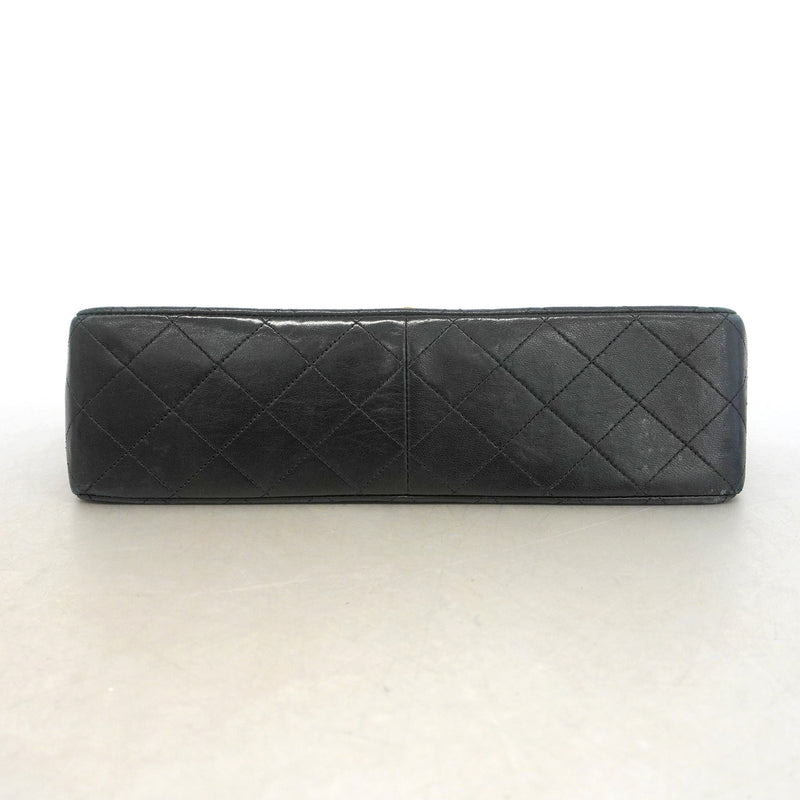【6he5074】シャネル ショルダーバッグ マトラッセ Wチェーン ラムスキン ブラック ゴールド金具【中古】レディース