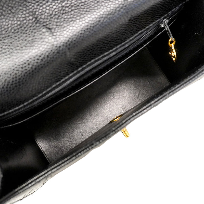【6he5092】シャネル ショルダーバッグ マトラッセ キャビアスキン ブラック ゴールド金具【中古】レディース