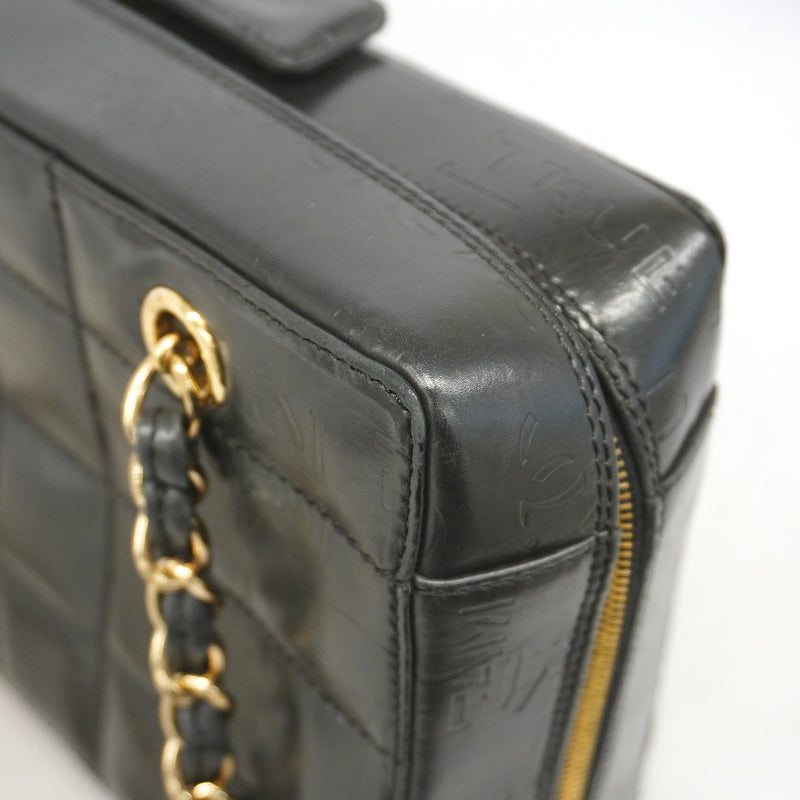 【6he5099-k】シャネル ショルダーバッグ チョコバー チェーンショルダー レザー ブラック ゴールド金具【中古】レディース