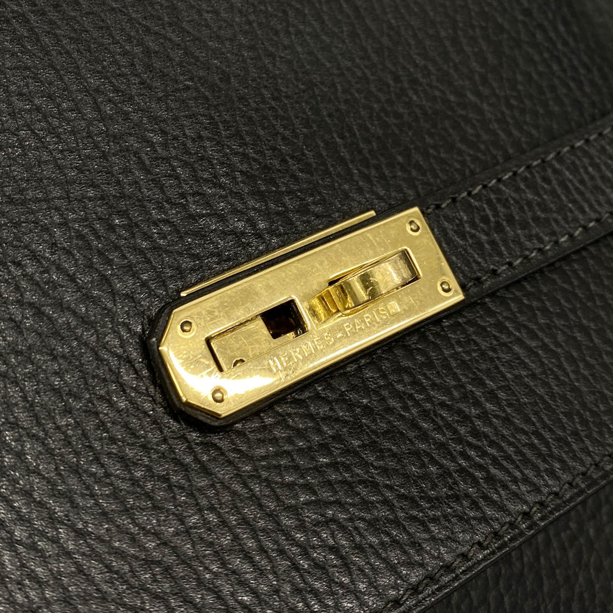 【6he5122】エルメス ブリーフケース ケリーデペッシュ38 アルデンヌ ブラック ゴールド金具 □D刻印【中古】レディース
