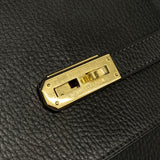 【6he5122】エルメス ブリーフケース ケリーデペッシュ38 アルデンヌ ブラック ゴールド金具 □D刻印【中古】レディース