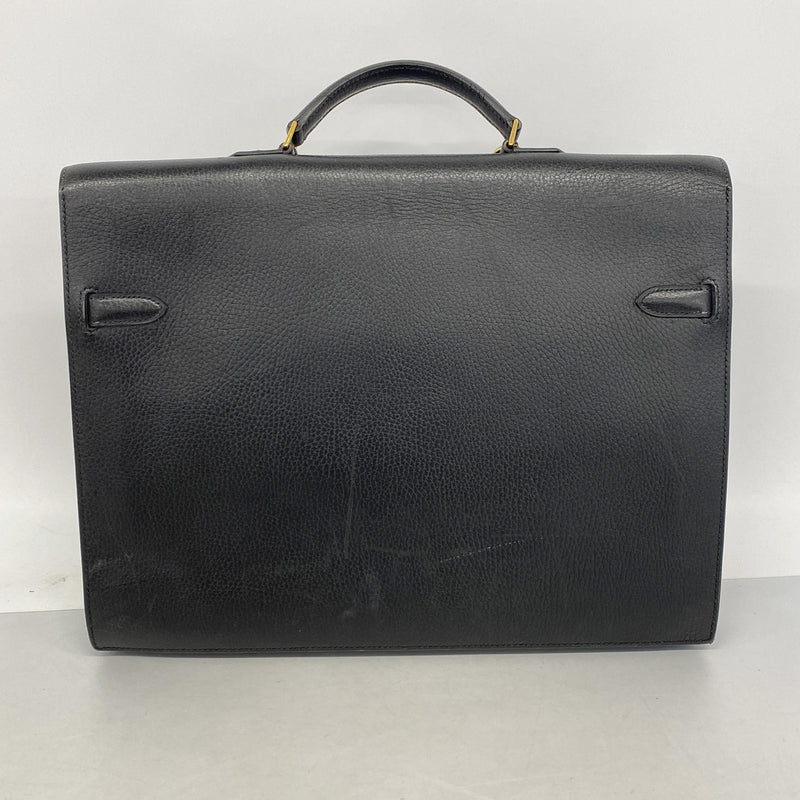 【6he5122】エルメス ブリーフケース ケリーデペッシュ38 アルデンヌ ブラック ゴールド金具 □D刻印【中古】レディース
