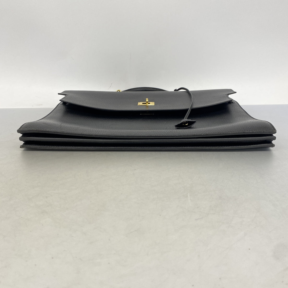 【6he5122】エルメス ブリーフケース ケリーデペッシュ38 アルデンヌ ブラック ゴールド金具 □D刻印【中古】レディース