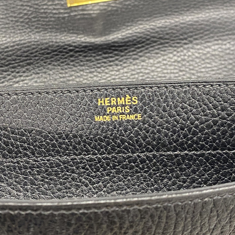 【6he5122】エルメス ブリーフケース ケリーデペッシュ38 アルデンヌ ブラック ゴールド金具 □D刻印【中古】レディース