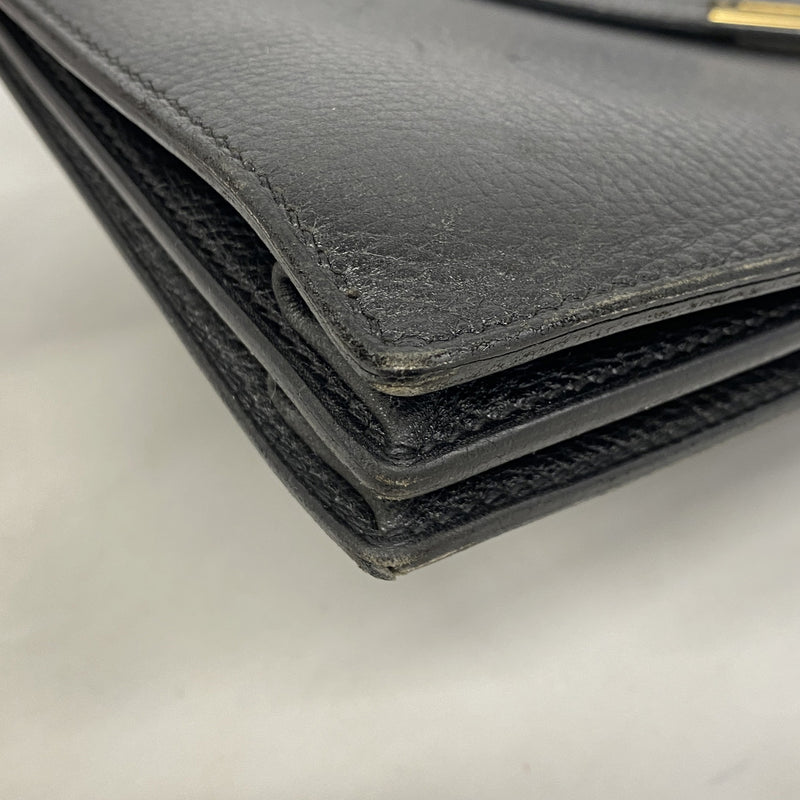 【6he5122】エルメス ブリーフケース ケリーデペッシュ38 アルデンヌ ブラック ゴールド金具 □D刻印【中古】レディース